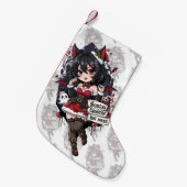 Goth Devil Chibi Girl Christmas Hot Mess Kleine Kerstsok (Voorkant (Hangend))