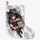 Goth Devil Chibi Girl Christmas Hot Mess Kleine Kerstsok (Voorkant)