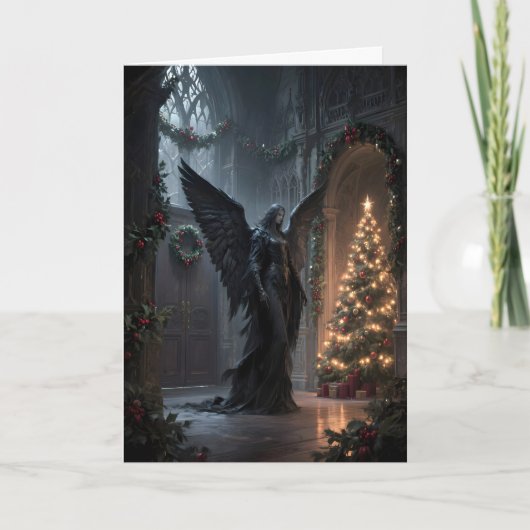 Goth Engel op Kerstdag Feestdagen Kaart (Voorkant)