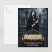 Goth Fantasy Afstudeer Groet met Aangepaste Naam Briefkaart (Voorkant / Achterkant)