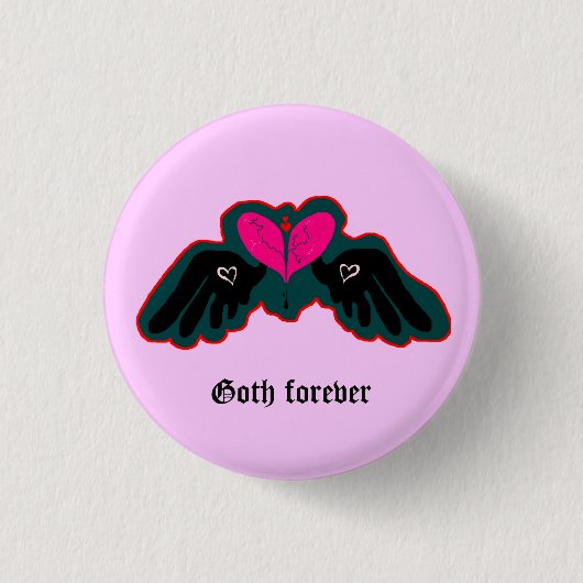 Goth Forever Mini Knop Ronde Button 3,2 Cm (Voorkant)