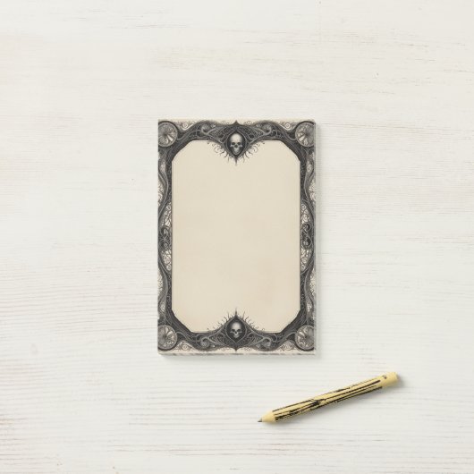 Goth Frame with Skulls Post-it® Notes (Op bureau)