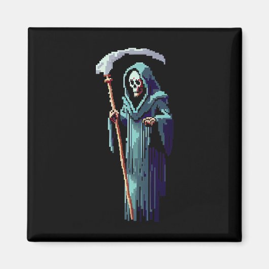 Goth Gamer 8 Bit Pixel Art Video Game Grim Reaper  Magneet (Voorkant)