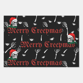 Goth Gelukkig Creepmas met Sinterklaas Schedels Inpakpapier Vel
