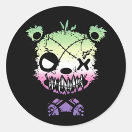 Goth Genderfae Pride Vlag Gekleurde Beer Ronde Sticker