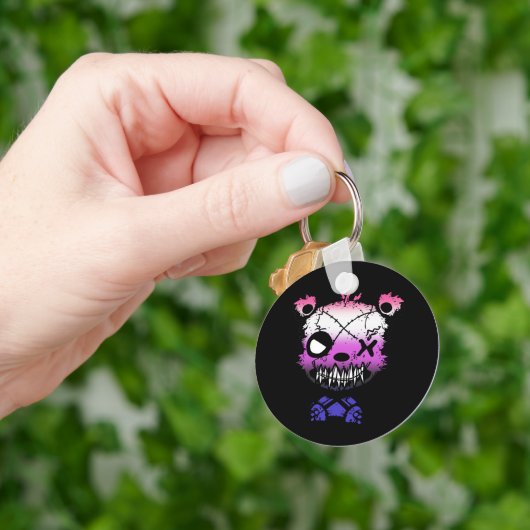 Goth Genderfluid Pride Vlag Gekleurde Beer Sleutelhanger (Hand)