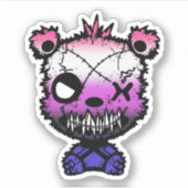 Goth Genderfluid Pride Vlag Gekleurde Beer Sticker (Voorkant)