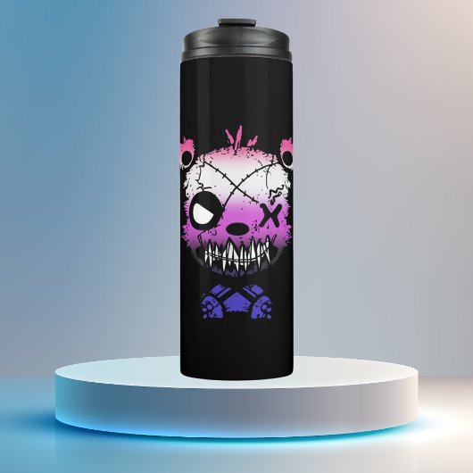 Goth Genderfluid Pride Vlag Gekleurde Beer Thermosbeker