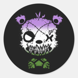 Goth Genderqueer Pride Vlag Gekleurde Beer Ronde Sticker