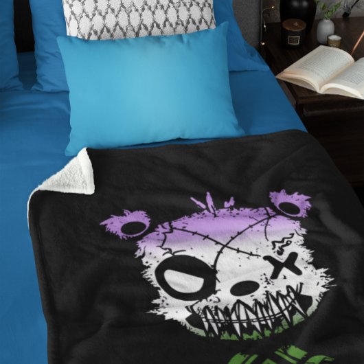Goth Genderqueer Pride Vlag Gekleurde Beer Sherpa Deken