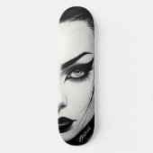 Goth girl bold ink drawing persoonlijk skateboard (Voorkant)