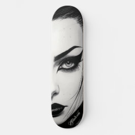 Goth girl bold ink drawing persoonlijk skateboard