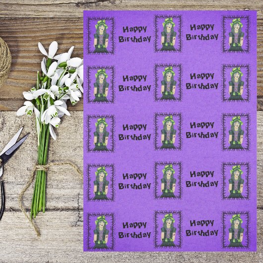 Goth Girl Tattoos Barbed Frame Purple Birthday Tissuepapier