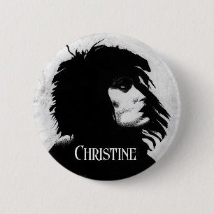 Goth Godin Portret Originele Kunst Zwart Wit Ronde Button 5,7 Cm