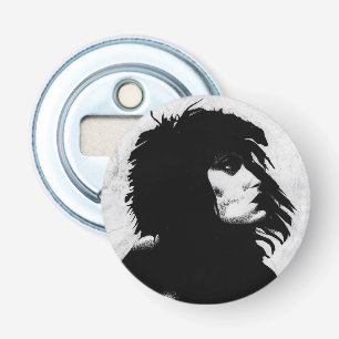 Goth Godin Vrouw Portret Iconische Mode Kunst Button Flesopener