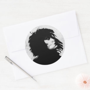 Goth Godin Vrouw Portret Iconische Mode Kunst Ronde Sticker