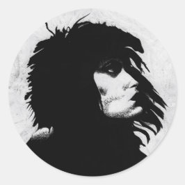 Goth Godin Vrouw Portret Iconische Mode Kunst Ronde Sticker