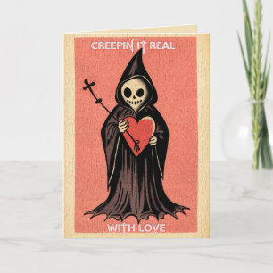 Goth Griezige Valentijn Grim Reaper met Hart Kaart