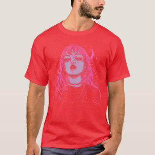 Goth Grunge Demon Anime Meisje Waifu Horror Alt Ro T-shirt
