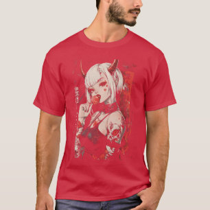 Goth Grunge Meisje Waifu Demon Anime Horror Alt Es T-shirt