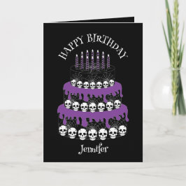 Goth Grunge Schedels Taart Verjaardag Kaart