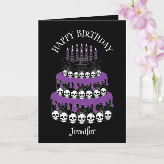 Goth Grunge Skulls Cake Happy Birthday Kaart
