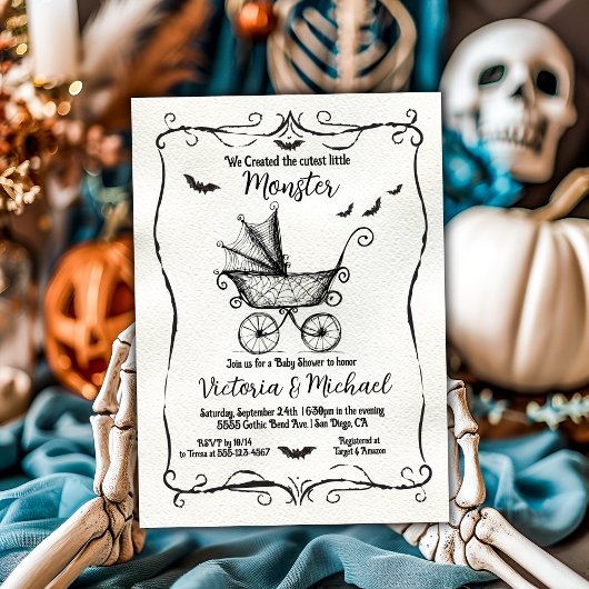 Goth Halloween Koets Baby Borrel Kaart
