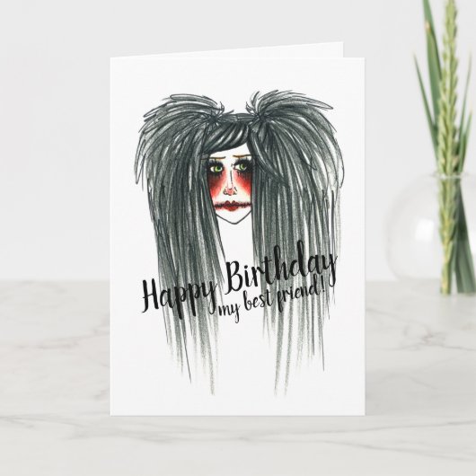 Goth Happy Birthday Best Friend Kaart (Voorkant)
