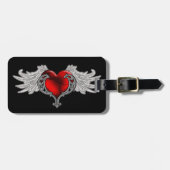Goth hart met engelenvleugels bagagelabel (Voorkant horizontaal)