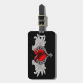 Goth hart met engelenvleugels bagagelabel (Voorkant verticaal)
