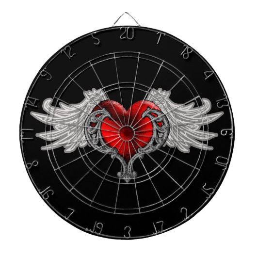 Goth hart met engelenvleugels dartbord (Voorkant)