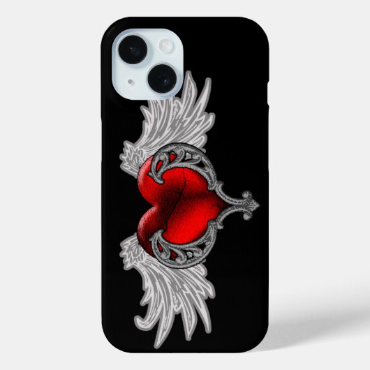 Goth Hart met engelenvleugels iPhone 7 Hoesje (Achterkant)