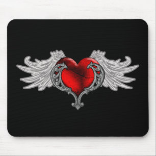 Goth hart met engelenvleugels muismat
