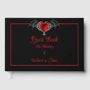 Goth Hart met Vleermuisvleugels Trouwboek Gastenboek