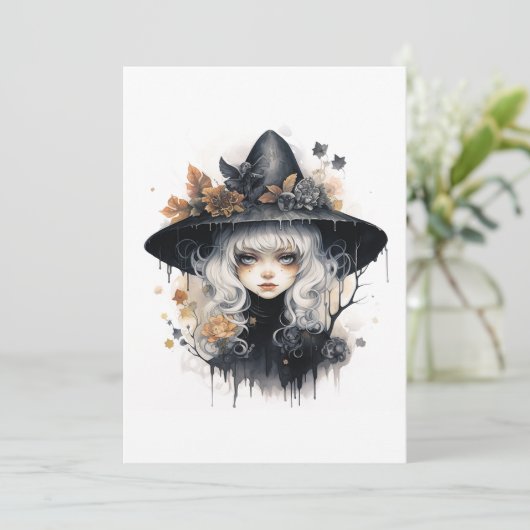 Goth heks Halloween kaart (Staand voorkant)