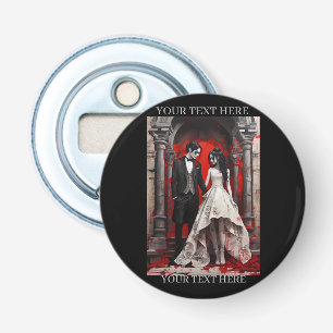 Goth Huwelijkskoppel dat de Kerk verlaat Button Flesopener