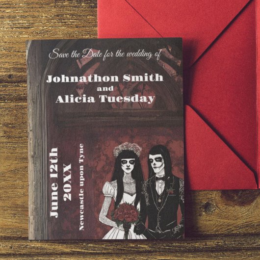 Goth Huwelijksstationery Gothisch Donker Somber Save The Date