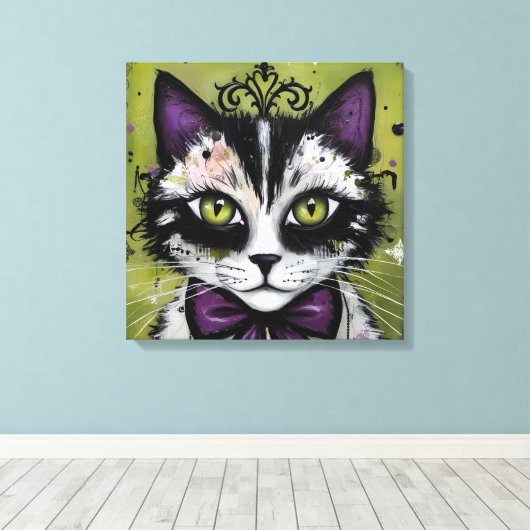 Goth Kat Canvas Afdruk (Insitu (Houten vloer))