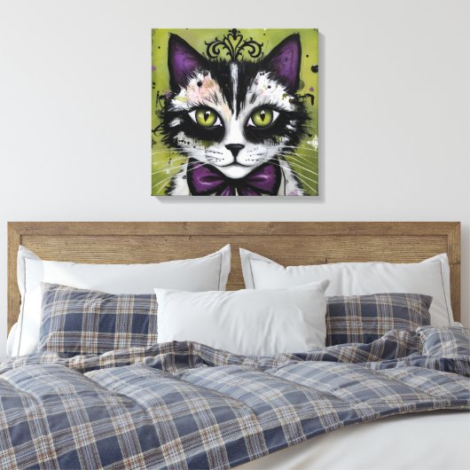 Goth Kat Canvas Afdruk (Insitu (Slaapkamer))