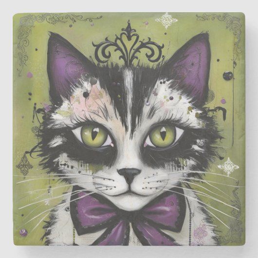 Goth Kat Stenen Onderzetter (Voorkant)
