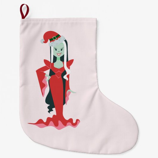 goth kerst horror santa vampier vrouw grote kerstsok (Voorkant)