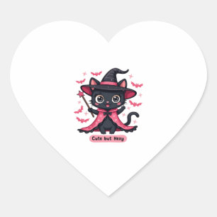 Goth kitten in roze � schattig, maar betoverd Over Hart Sticker