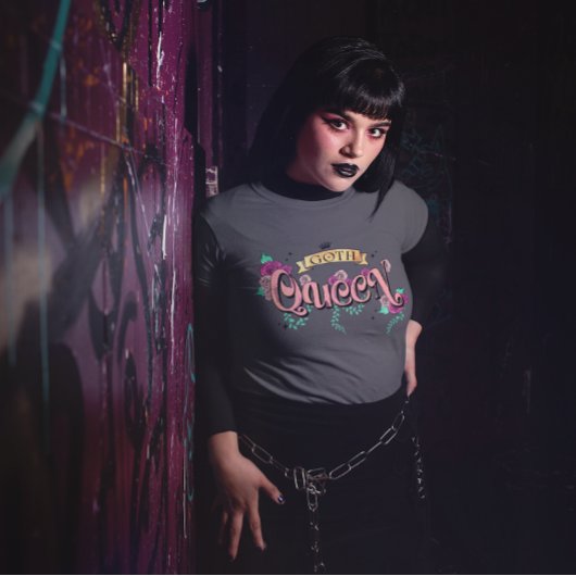 Goth Koningin Bloem Grafisch T-shirt