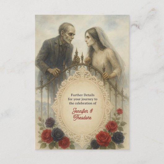 Goth Koppel Zombie Halloween Bruiloft Informatiekaartje (Voorkant)