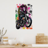 Goth Leeuw Biker Poster - Donkere Kunst Muur Decor (Keuken)