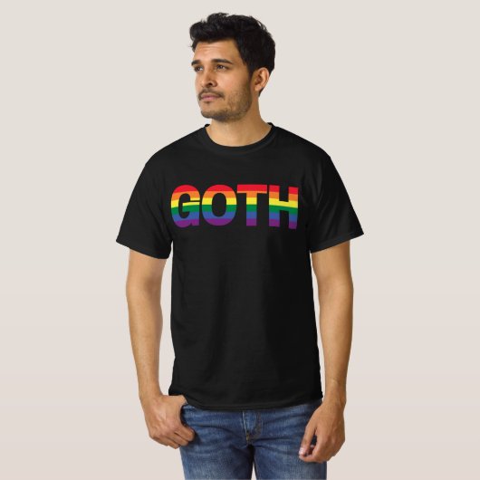 Goth LGBTQ+ Regenbogen T-shirt (Voorkant volledig)