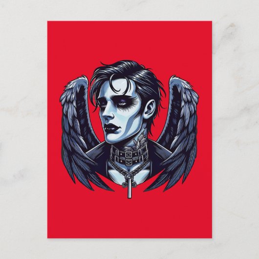 Goth Man Angel Dark Fantasy kunst Briefkaart (Voorkant)