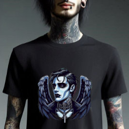 Goth Man Engel Donkere Fantasy kunst T-shirt