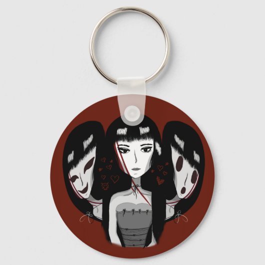 Goth Meisje & Haar Meerdere Personaliteiten Sleutelhanger (Voorkant)