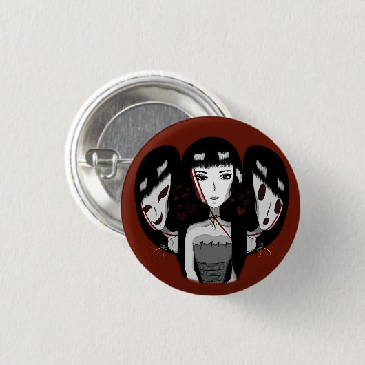 Goth-meisje & haar vele persoonlijkheden  ronde button 3,2 cm (Voorkant /achterkant)